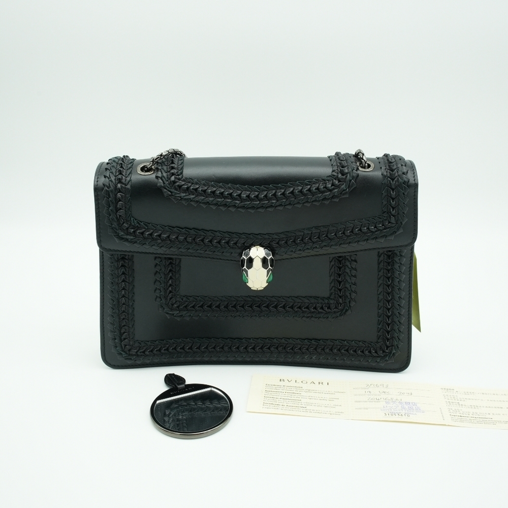 Authentic Bulgari Black Leather Women Bag